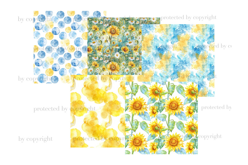 sunflower-digital-paper-cottagecore-pattern