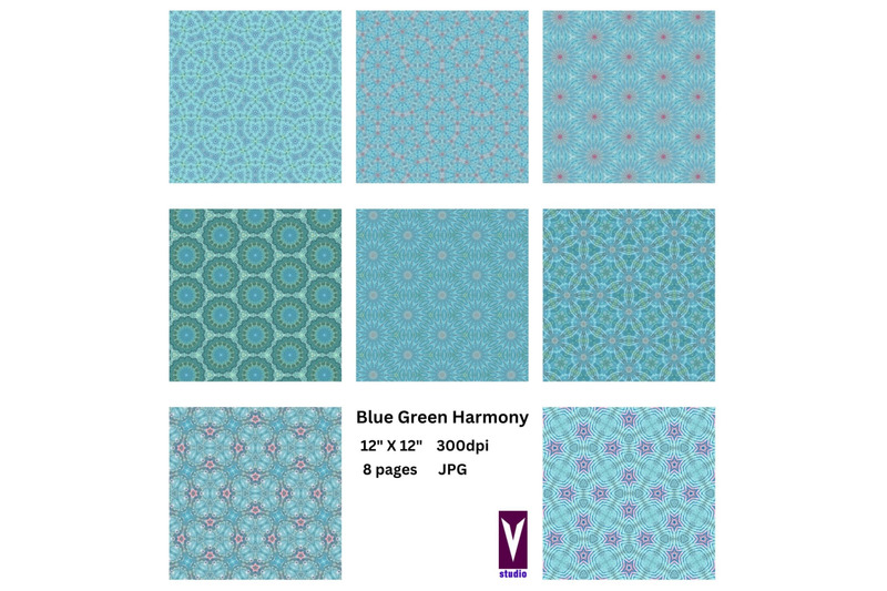 blue-green-harmony-digital-papers