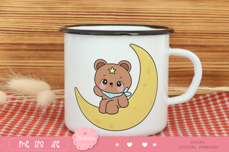 cute-teddy-bear-on-moon-kawaii-clipart-bedtime-story-baby