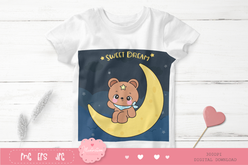 cute-teddy-bear-on-moon-kawaii-clipart-bedtime-story-baby