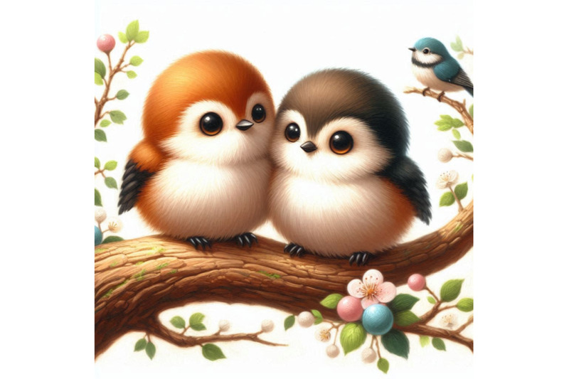 cute-bird-couple-sitting-on-tree-branch