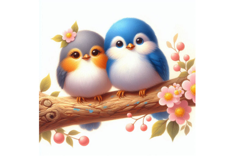 cute-bird-couple-sitting-on-tree-branch