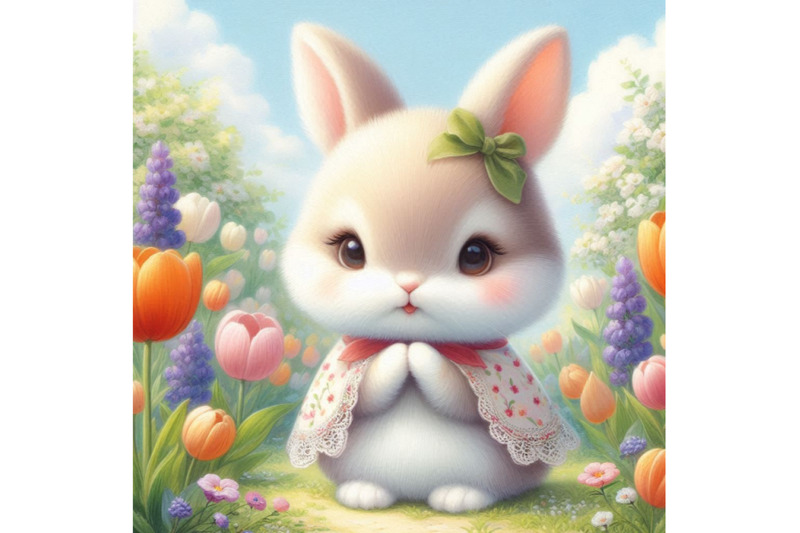 cute-rabbit-standing-in-a-flower-garden