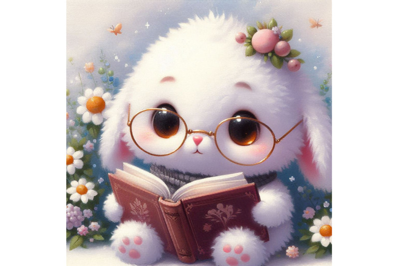 cute-white-animal-reading-book