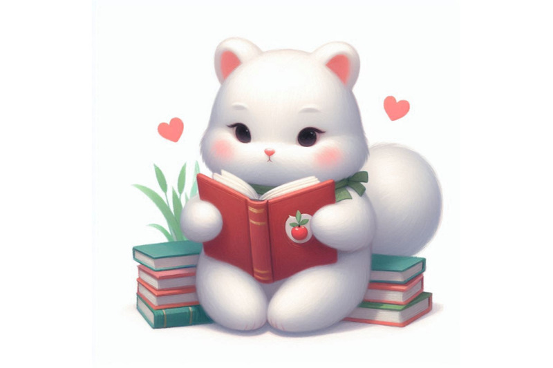 cute-white-animal-reading-book