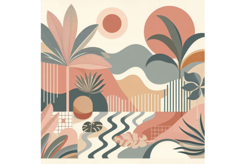 abstract-tropical-summer-poster-in-modern-mid-century-style