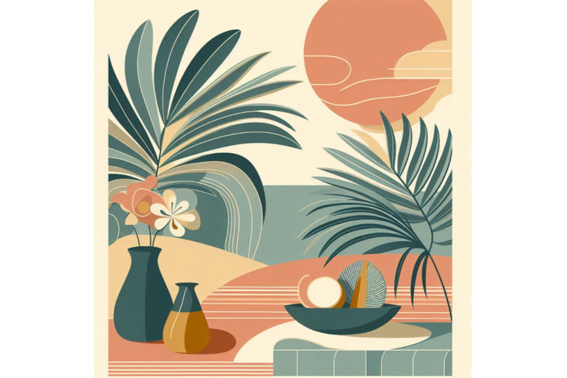 abstract-tropical-summer-poster-in-modern-mid-century-style