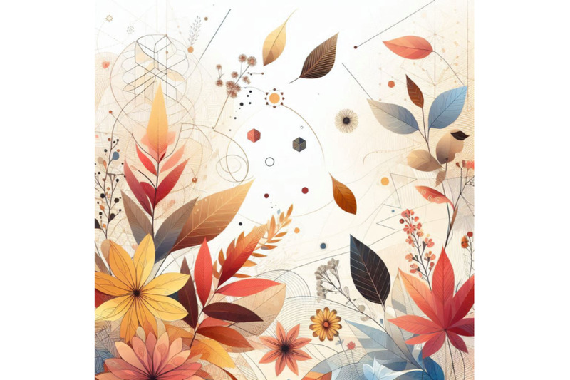 autumn-background-falling-leaves-flowers-geometrical-eleme