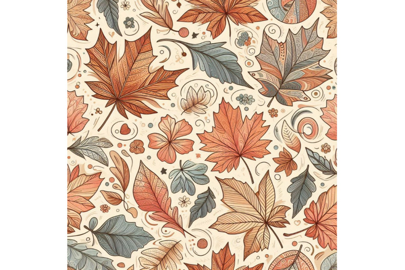 autumn-maple-leaf-and-doodle-seamless-pattern