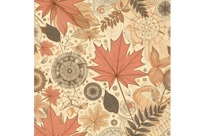 autumn-maple-leaf-and-doodle-seamless-pattern