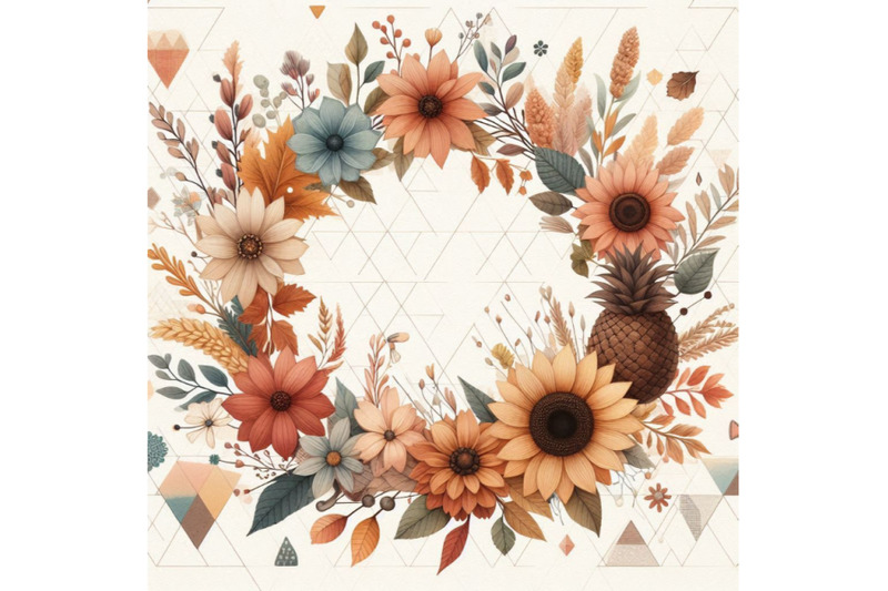 autumn-watercolor-wreath-on-geometric-background-with-flow