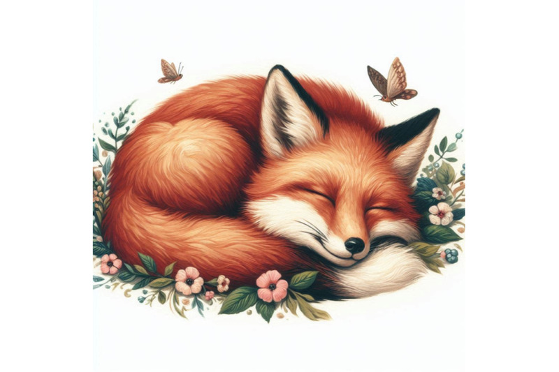 beautiful-image-with-nice-hand-drawn-sleeping-fox