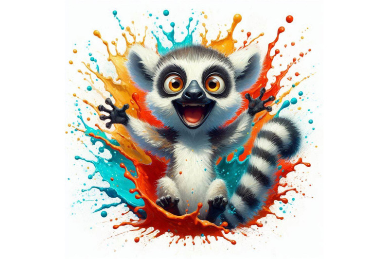 funny-lemur-splash-textured-background