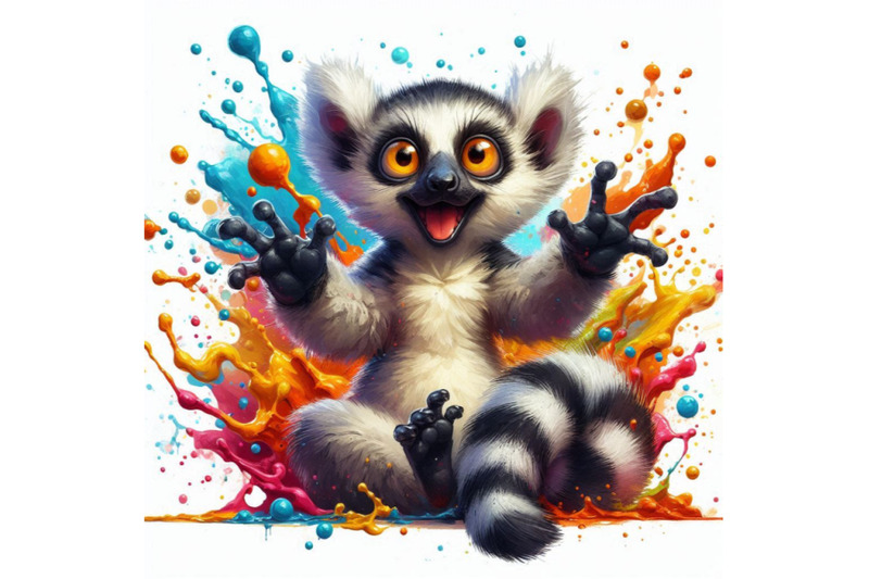 funny-lemur-splash-textured-background