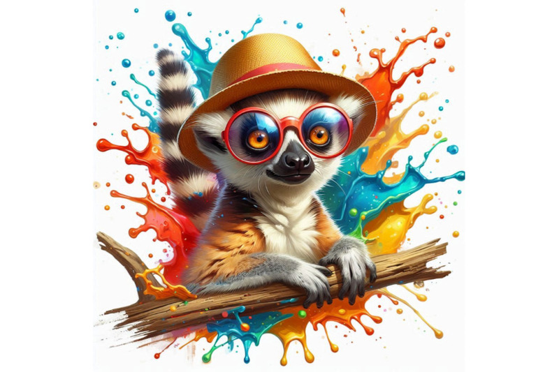 funny-lemur-splash-textured-background