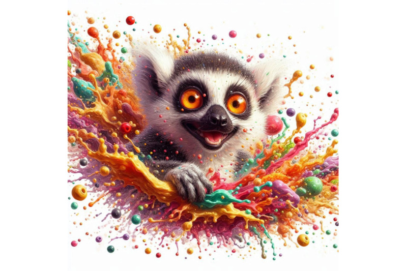 funny-lemur-splash-textured-background