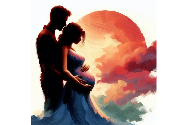 silhouette-of-pregnant-woman-with-a-husband