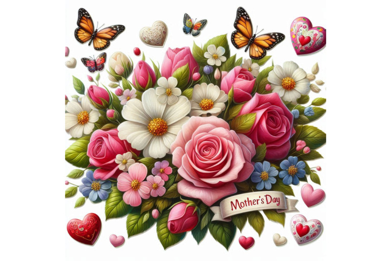 stickers-mothers-day-banner-with-hearts-flowers-and-butterflies