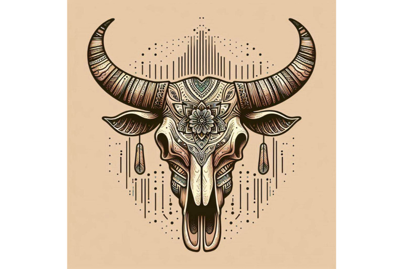 cow-skull-in-tribal-style-animal-skull-with-ethnic-or