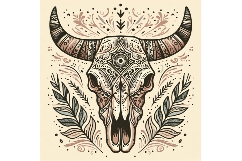 cow-skull-in-tribal-style-animal-skull-with-ethnic-or