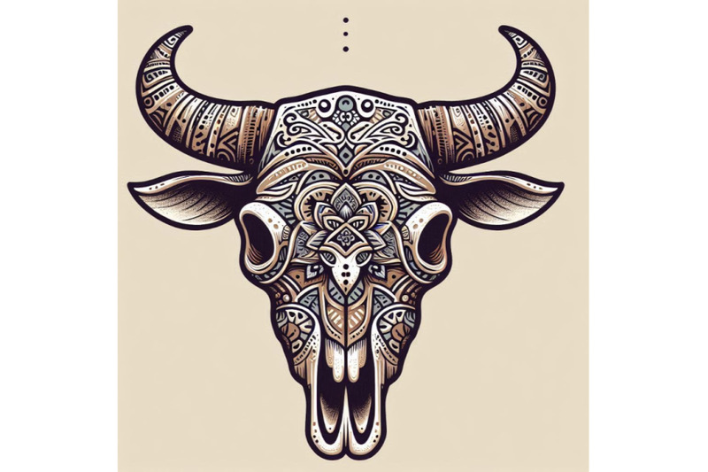 cow-skull-in-tribal-style-animal-skull-with-ethnic-or