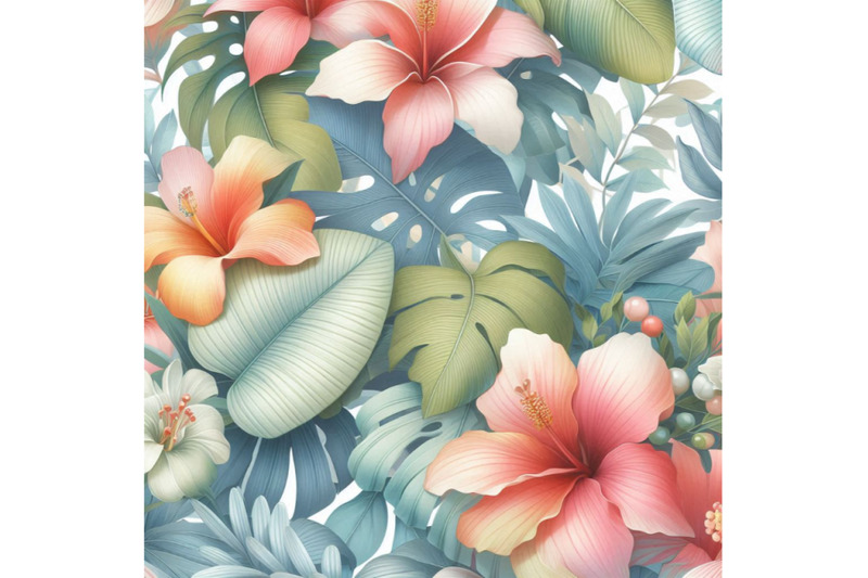 watercolor-exotic-leaves-and-flowers-background