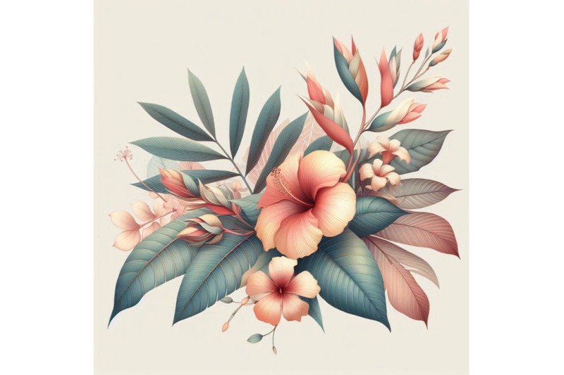 watercolor-exotic-leaves-and-flowers-background