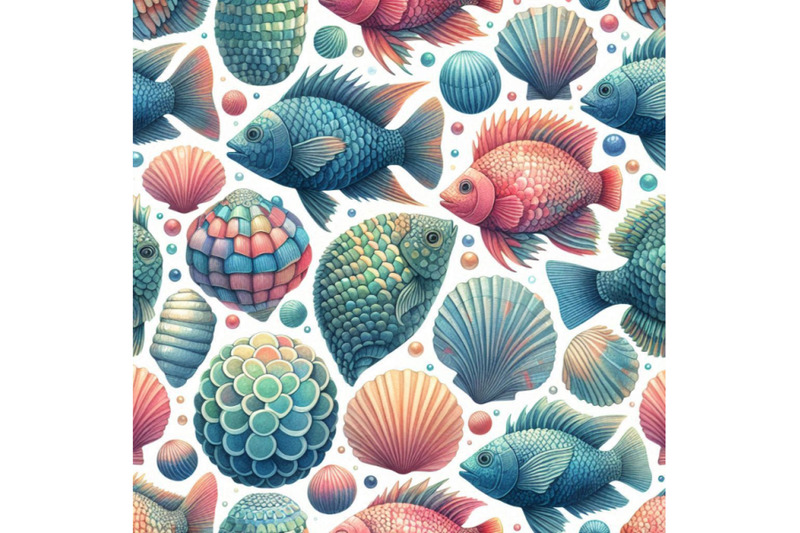 watercolor-textured-fish-scale-seamless-pattern