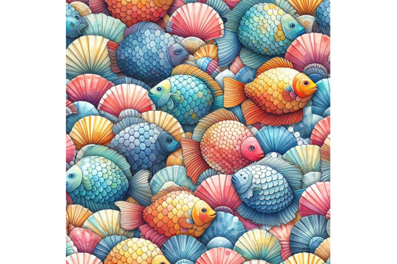 watercolor-textured-fish-scale-seamless-pattern