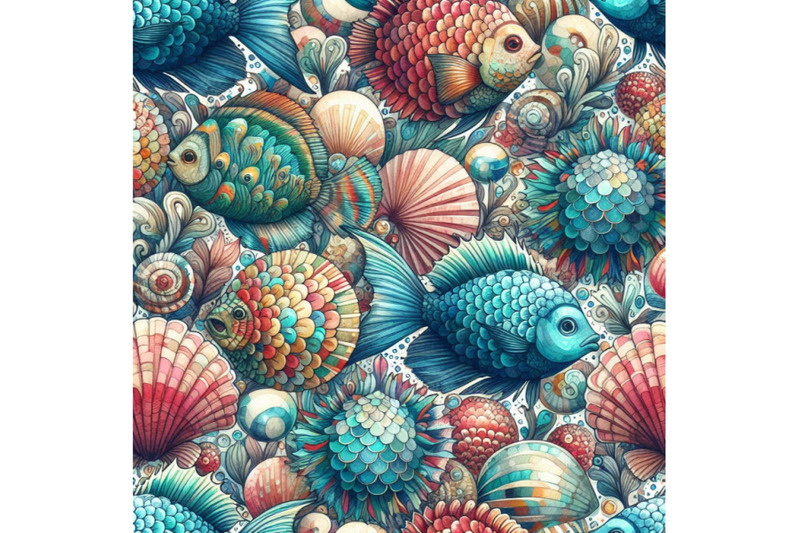 watercolor-textured-fish-scale-seamless-pattern