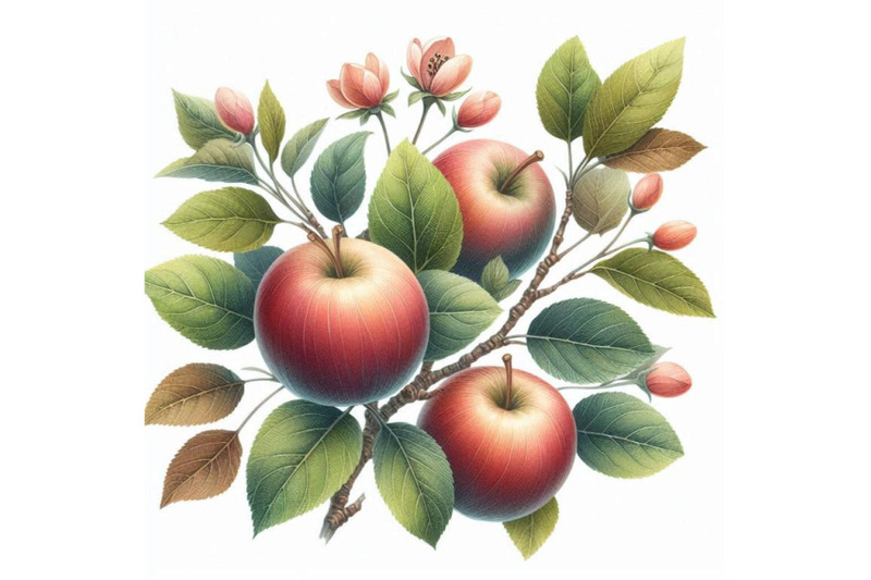 apple-branch-with-leaves-and-fruits-in-waterc