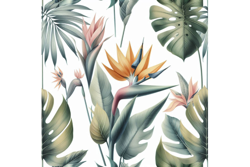 watercolor-tropical-seamless-pattern-with-bird-of-paradise-flo