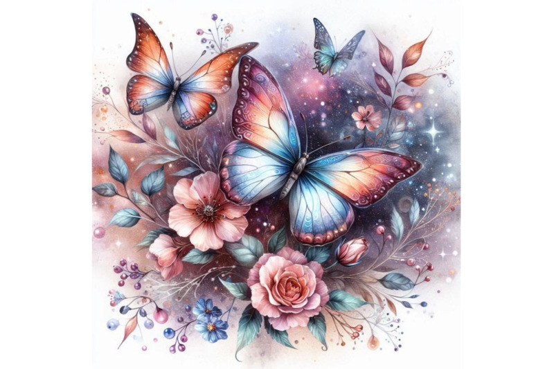 beautiful-watercolor-butterflies-on-galaxy-bac