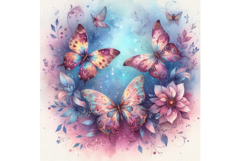 beautiful-watercolor-butterflies-on-galaxy-bac