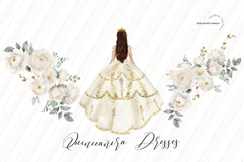 ivory-white-gold-princess-dress-clipart-ivory-white-floral