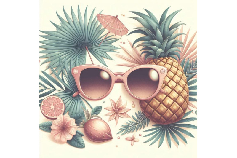 sun-glasses-with-palm-tree-fan-palm-leaf-and