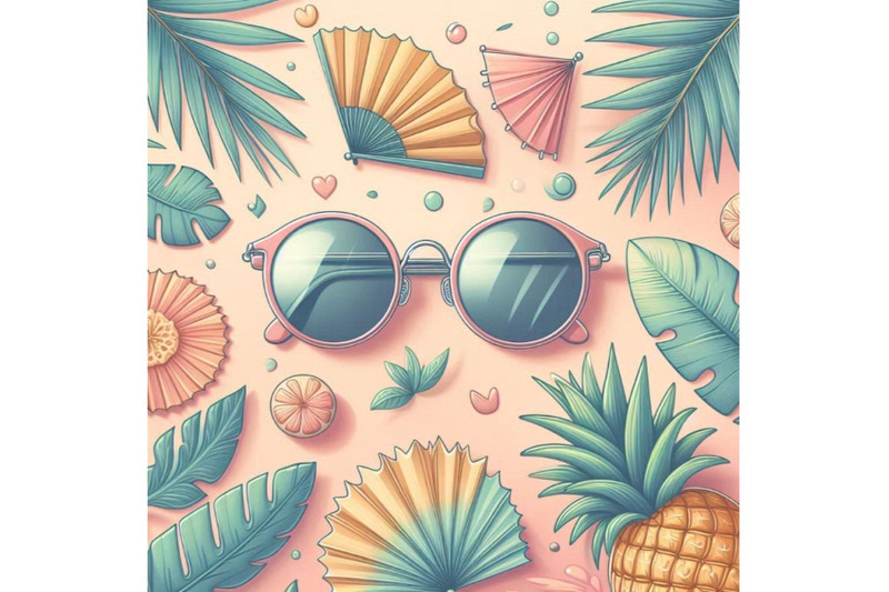 sun-glasses-with-palm-tree-fan-palm-leaf-and