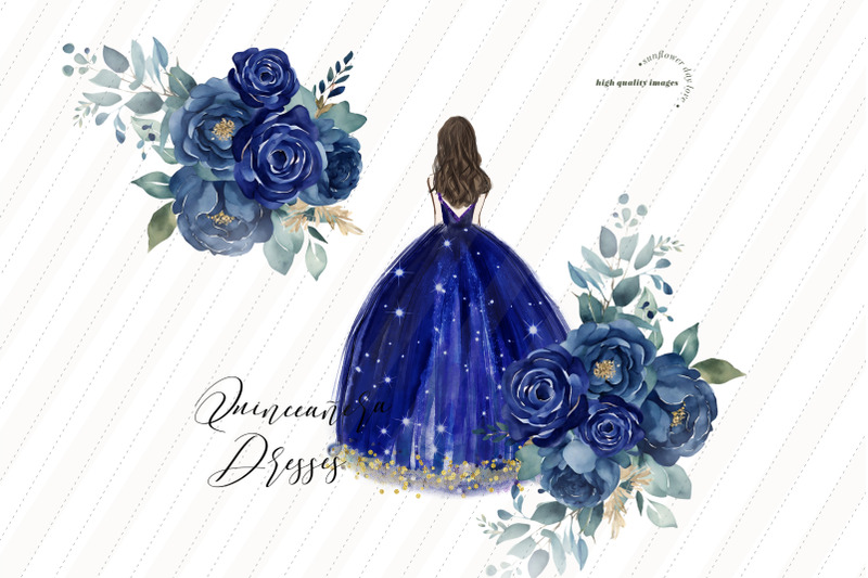 navy-gold-glitter-princess-dress-clipart-navy-blue-floral