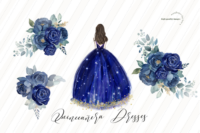 navy-gold-glitter-princess-dress-clipart-navy-blue-floral