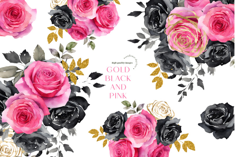 pink-roses-flowers-bouquets-clipart-gold-floral-wedding