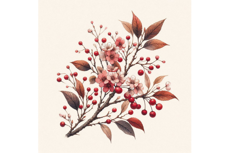 winter-cherry-watercolor-illustration