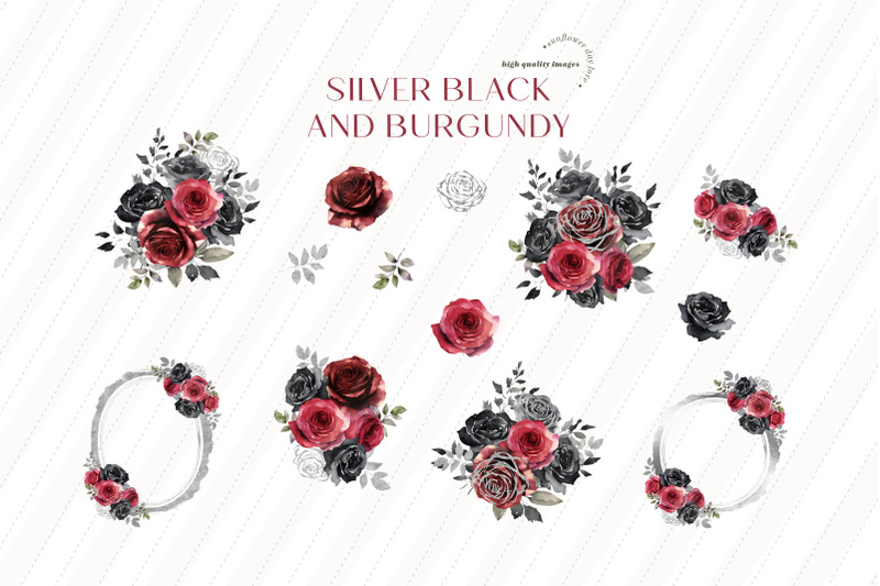 burgundy-silver-and-black-flowers-clipart-silver-floral-wedding