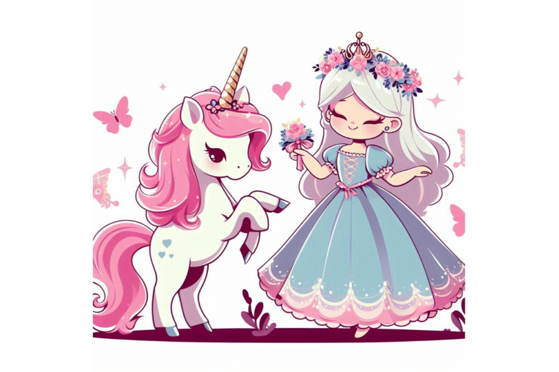 cute-cartoon-fairy-tale-princess-and-unicorn