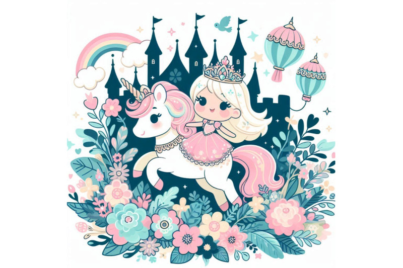 cute-cartoon-fairy-tale-princess-and-unicorn