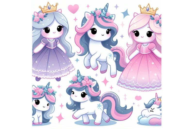 cute-cartoon-fairy-tale-princess-and-unicorn