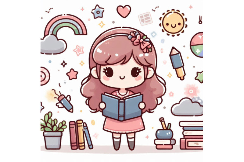 cute-cartoon-girl-with-book