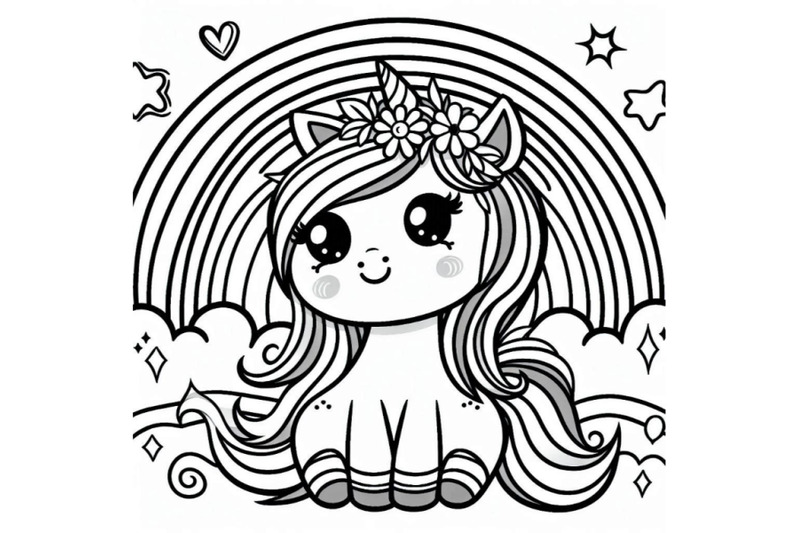 cute-cartoon-vector-unicorn-with-rainbow-coloring-page