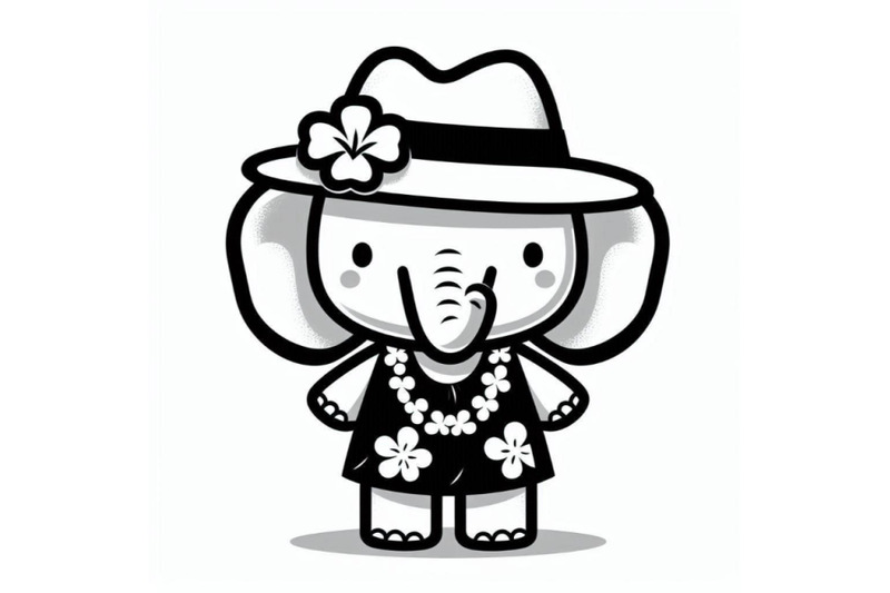 cute-elephant-in-panama-hat-isolated-on-a-white-background