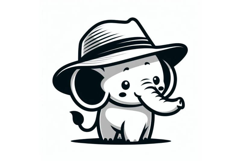 cute-elephant-in-panama-hat-isolated-on-a-white-background