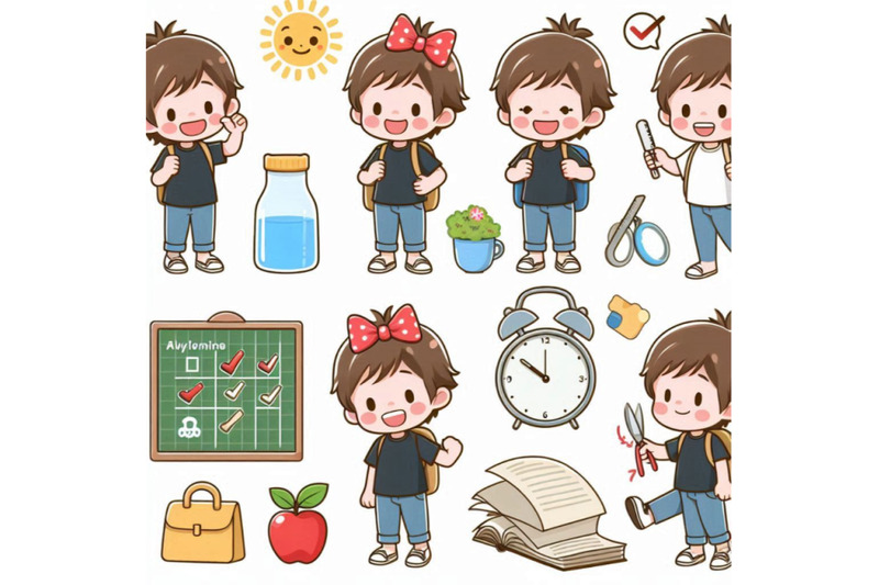 daily-routine-activities-for-kids-with-cute-boy